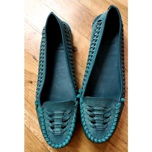 Tory Burch Woven Nadia Driver Moccasin Leather Loafer Size 8.5